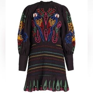 FARM RIO Tropical Tapestry Smocked Mini Dress